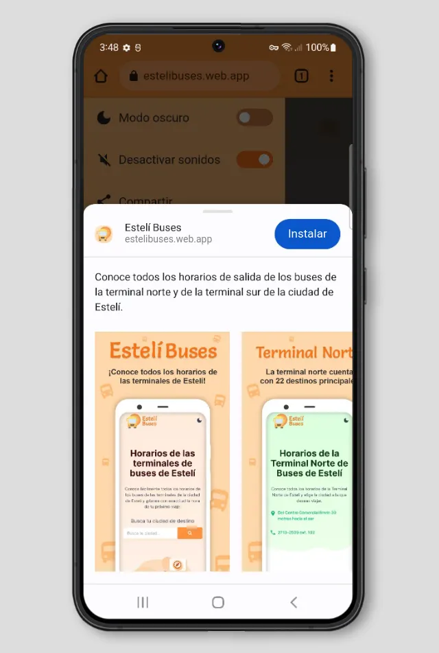 Baner de instalación de Estelí Buses