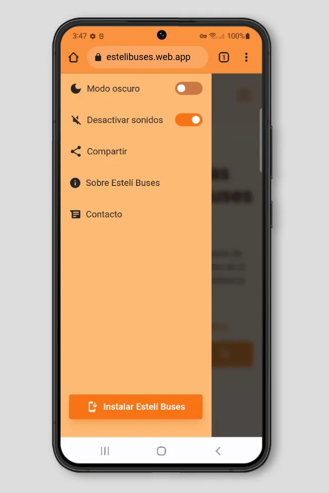 Botón personalizado para instalar Estelí Buses