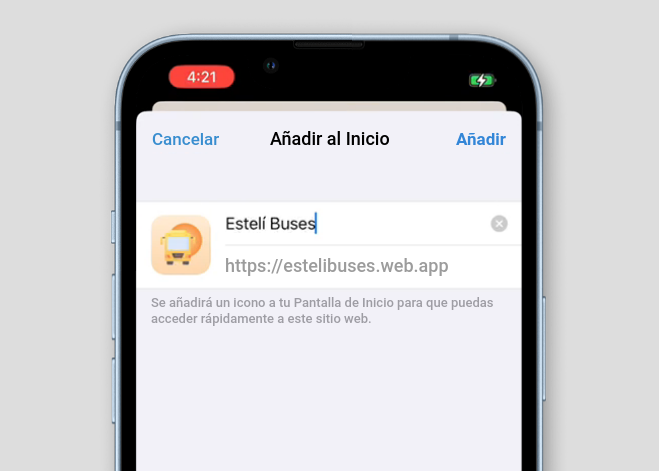 Añadir Estelí Buses en iOS